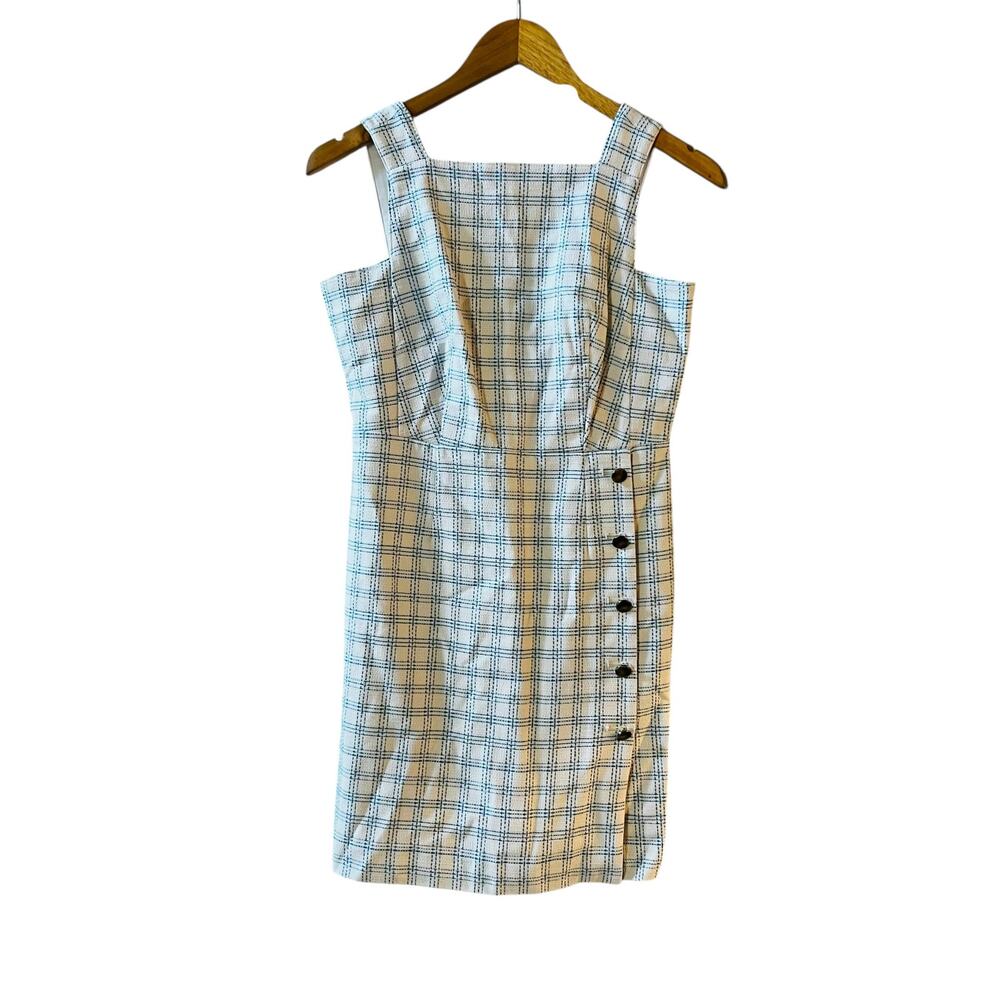 Ann Raylor Plaid High Square Neck Sleeveless Sheath Dress Size 0 Petite NWT - Picture 2 of 9